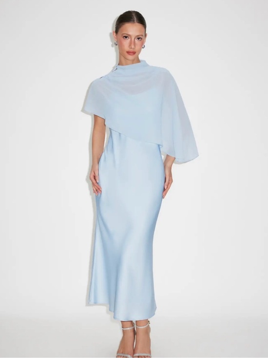 Cider Dresses & Skirts - Cider Light Blue Cape Sleeve Evening Dress